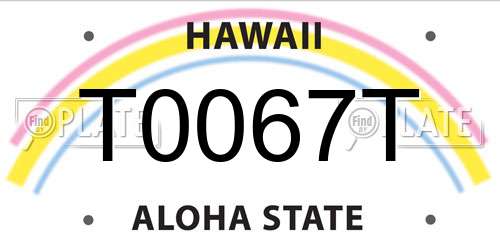 T0067T Hawaii License Plate