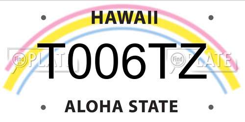 T006TZ Hawaii License Plate