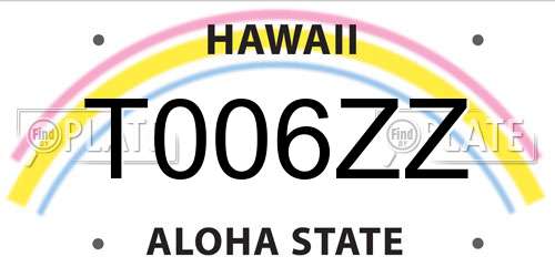 T006ZZ Hawaii License Plate