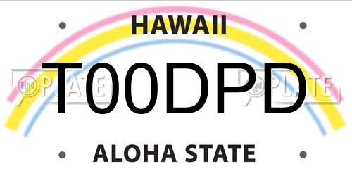T00DPD Hawaii License Plate