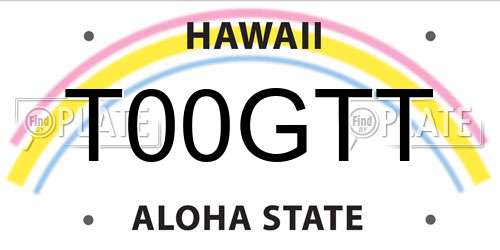 T00GTT Hawaii License Plate