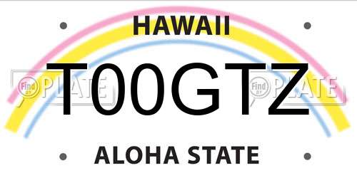 T00GTZ Hawaii License Plate