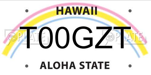 T00GZT Hawaii License Plate