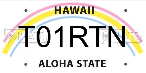 T01RTN Hawaii License Plate