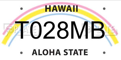 T028MB Hawaii License Plate