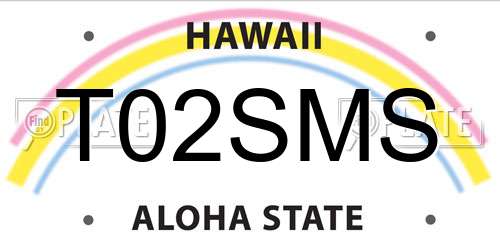 T02SMS Hawaii License Plate