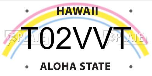T02VVT Hawaii License Plate