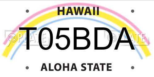 T05BDA Hawaii License Plate