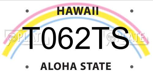 T062TS Hawaii License Plate
