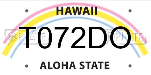 T072DO Hawaii License Plate