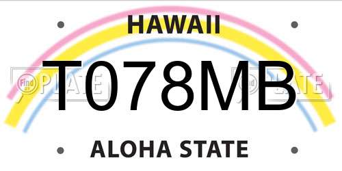 T078MB Hawaii License Plate