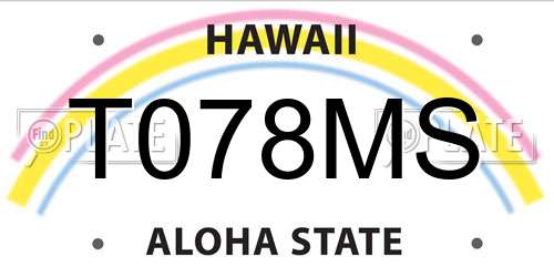 T078MS Hawaii License Plate