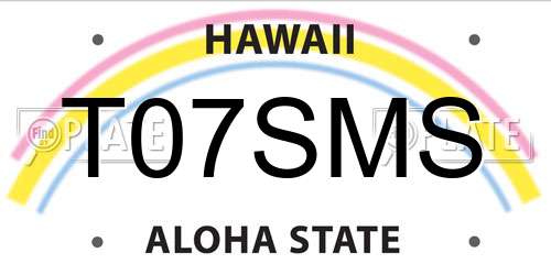 T07SMS Hawaii License Plate
