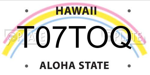 T07TOQ Hawaii License Plate