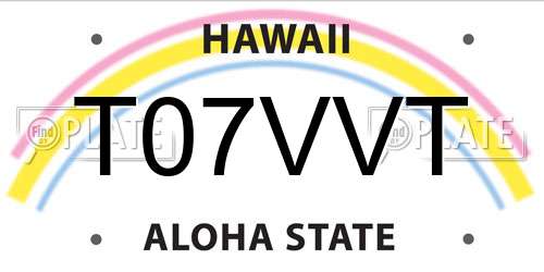 T07VVT Hawaii License Plate