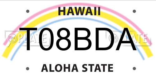 T08BDA Hawaii License Plate