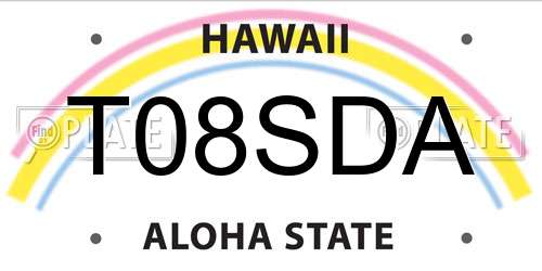 T08SDA Hawaii License Plate