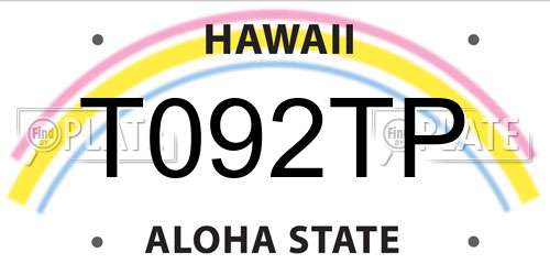 T092TP Hawaii License Plate