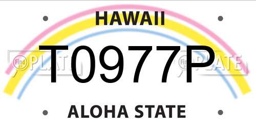 T0977P Hawaii License Plate