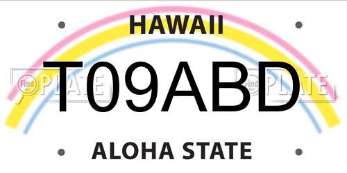T09ABD Hawaii License Plate