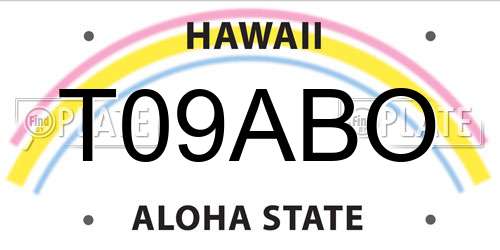 T09ABO Hawaii License Plate