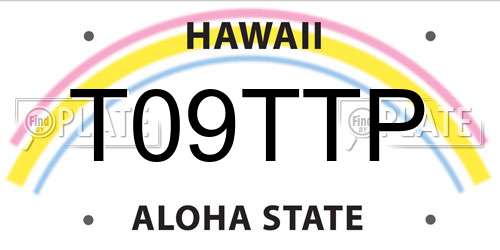 T09TTP Hawaii License Plate