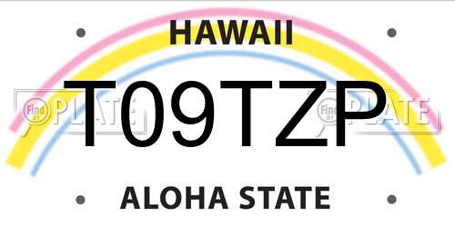 T09TZP Hawaii License Plate