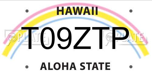 T09ZTP Hawaii License Plate