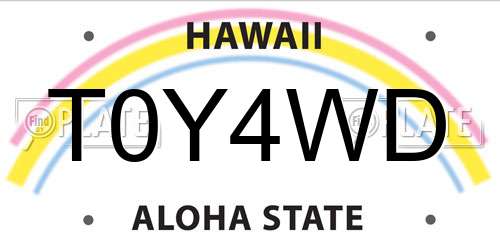 T0Y4WD Hawaii License Plate