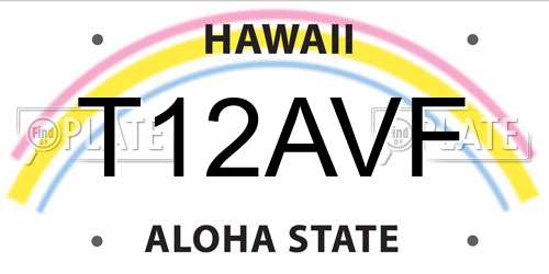 T12AVF Hawaii License Plate