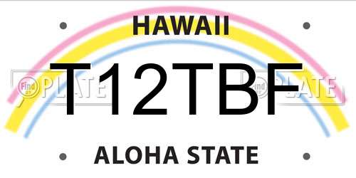 T12TBF Hawaii License Plate