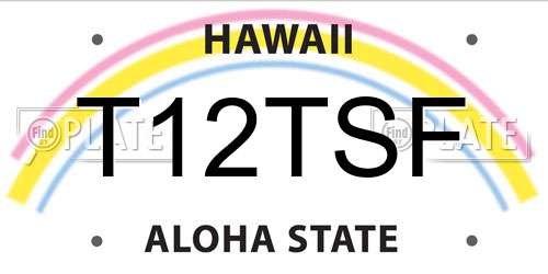 T12TSF Hawaii License Plate