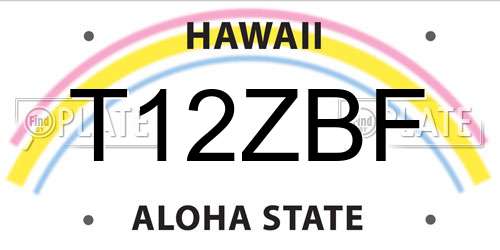 T12ZBF Hawaii License Plate