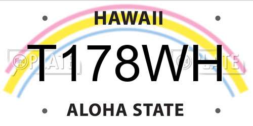 T178WH Hawaii License Plate