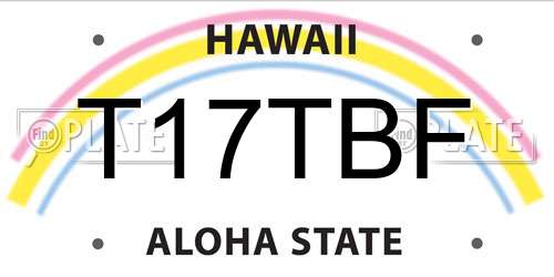 T17TBF Hawaii License Plate