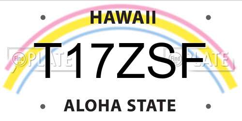 T17ZSF Hawaii License Plate