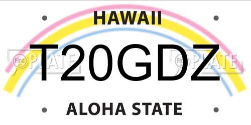 T20GDZ Hawaii License Plate