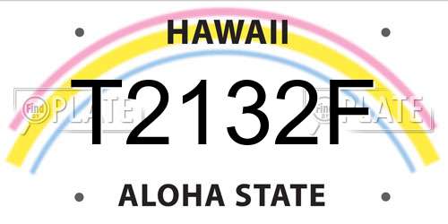 T2132F Hawaii License Plate