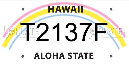 T2137F Hawaii License Plate