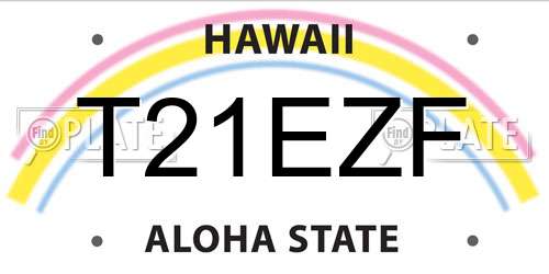 T21EZF Hawaii License Plate