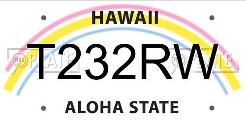 T232RW Hawaii License Plate