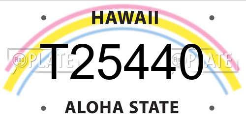 T25440 Hawaii License Plate