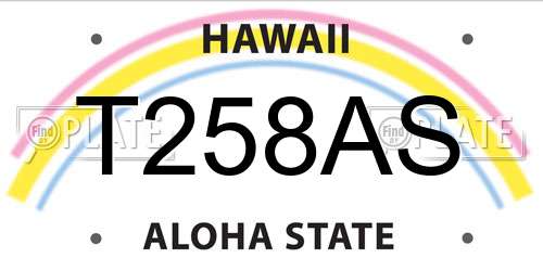 T258AS Hawaii License Plate