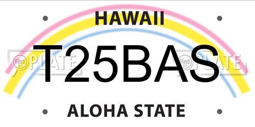 T25BAS Hawaii License Plate