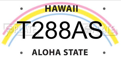 T288AS Hawaii License Plate