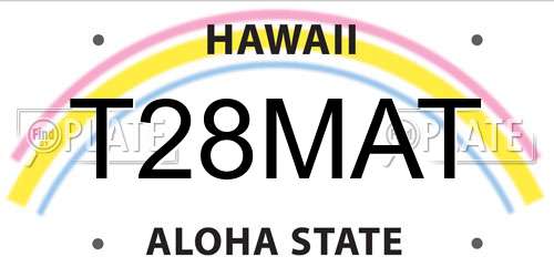 T28MAT Hawaii License Plate