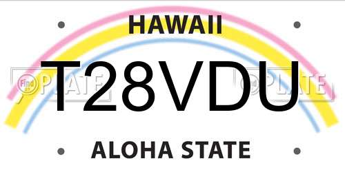 T28VDU Hawaii License Plate