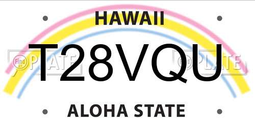 T28VQU Hawaii License Plate