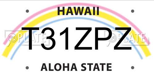 T31ZPZ Hawaii License Plate