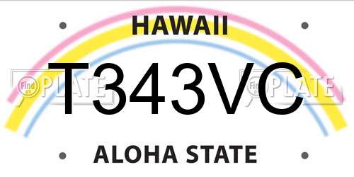 T343VC Hawaii License Plate